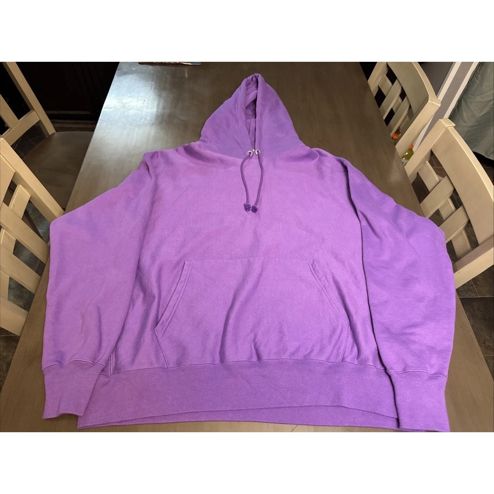 Champion Purple Men's Reverse Weave Fleece Hoodie Fading Y2K 2XL Mens